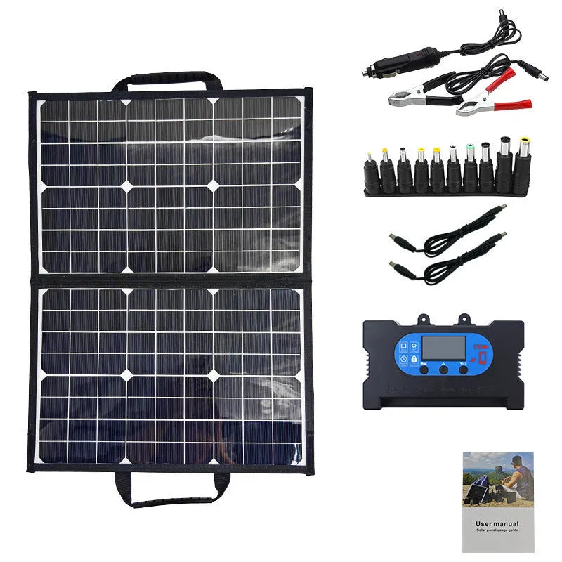 Black 40W single crystal solar panel in folding bag format for portable outdoor charging