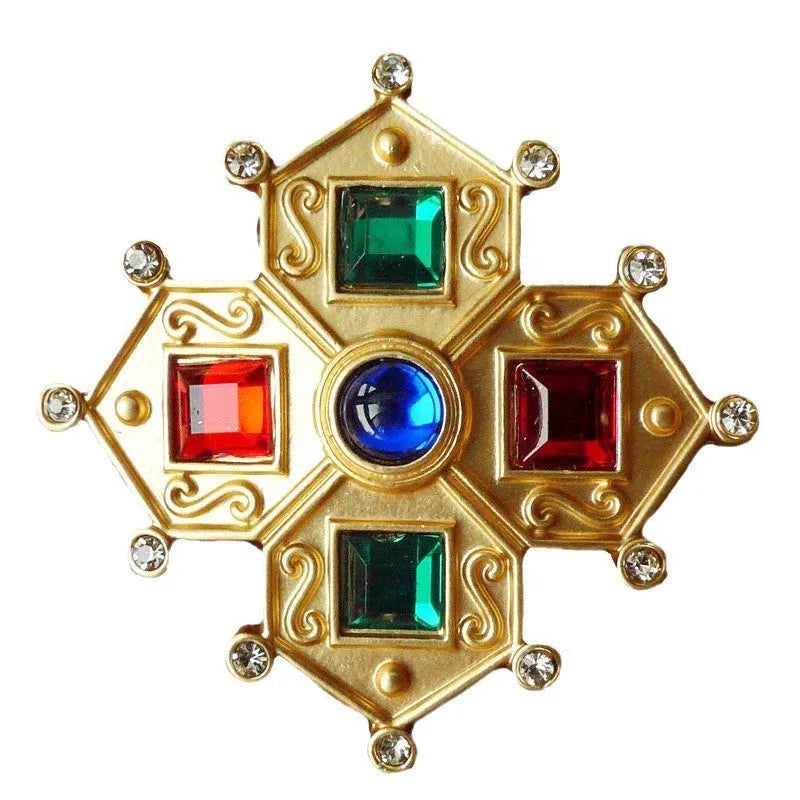 Zinc alloy baroque vintage brooch with diamond shape in retro antique style