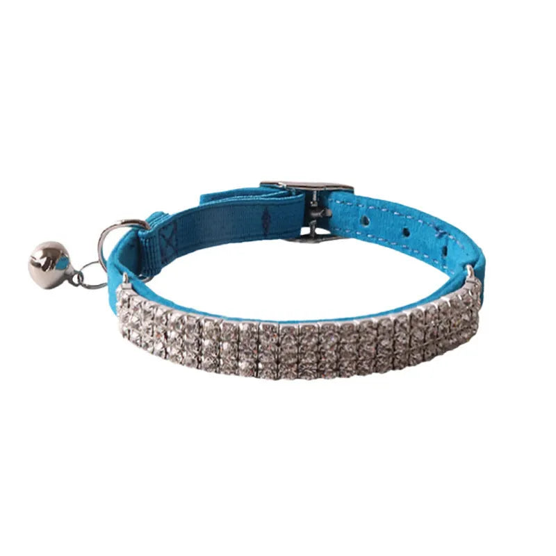 Adjustable elastic buckle cat collar in six colours with soft flocking material