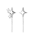 Asymmetric four eight-pointed stars hanging earrings in copper for women
