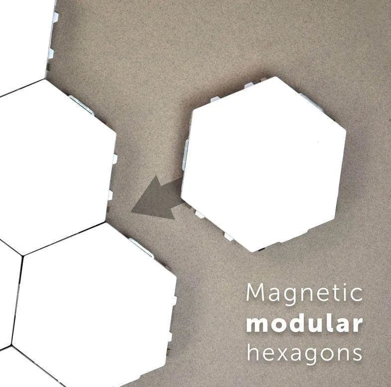 British Creative Honeycomb Modular Assembly Helios Touch Wall Lamp with six hexagonal tiles