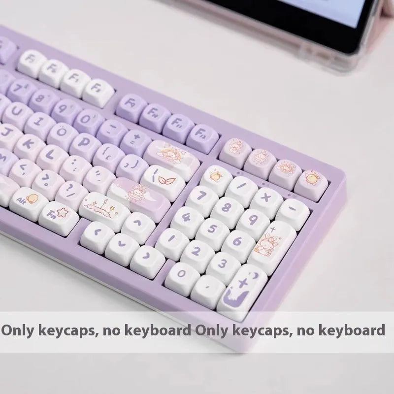 PBT gradient purple rabbit key caps for mechanical keyboards with sublimation printing