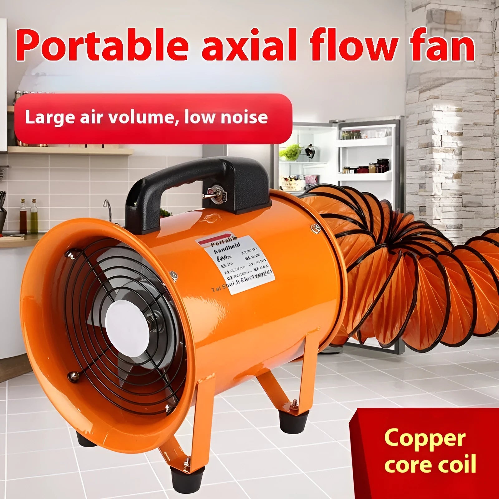 8 inch titanium steel axial flow industrial fan with seven blades for dust removal ventilation