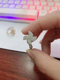 Copper rotating ring with spinning windmill design in gold or silver electroplated finish