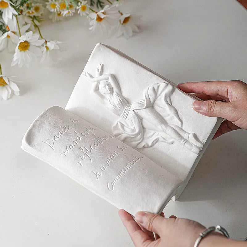 Ceramic book stand with glazed finish in a modern simplicity style
