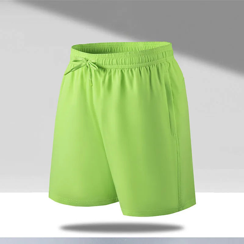 Men's loose fit quick-dry beach shorts in polyester ice silk fabric with micro-elastic waistband