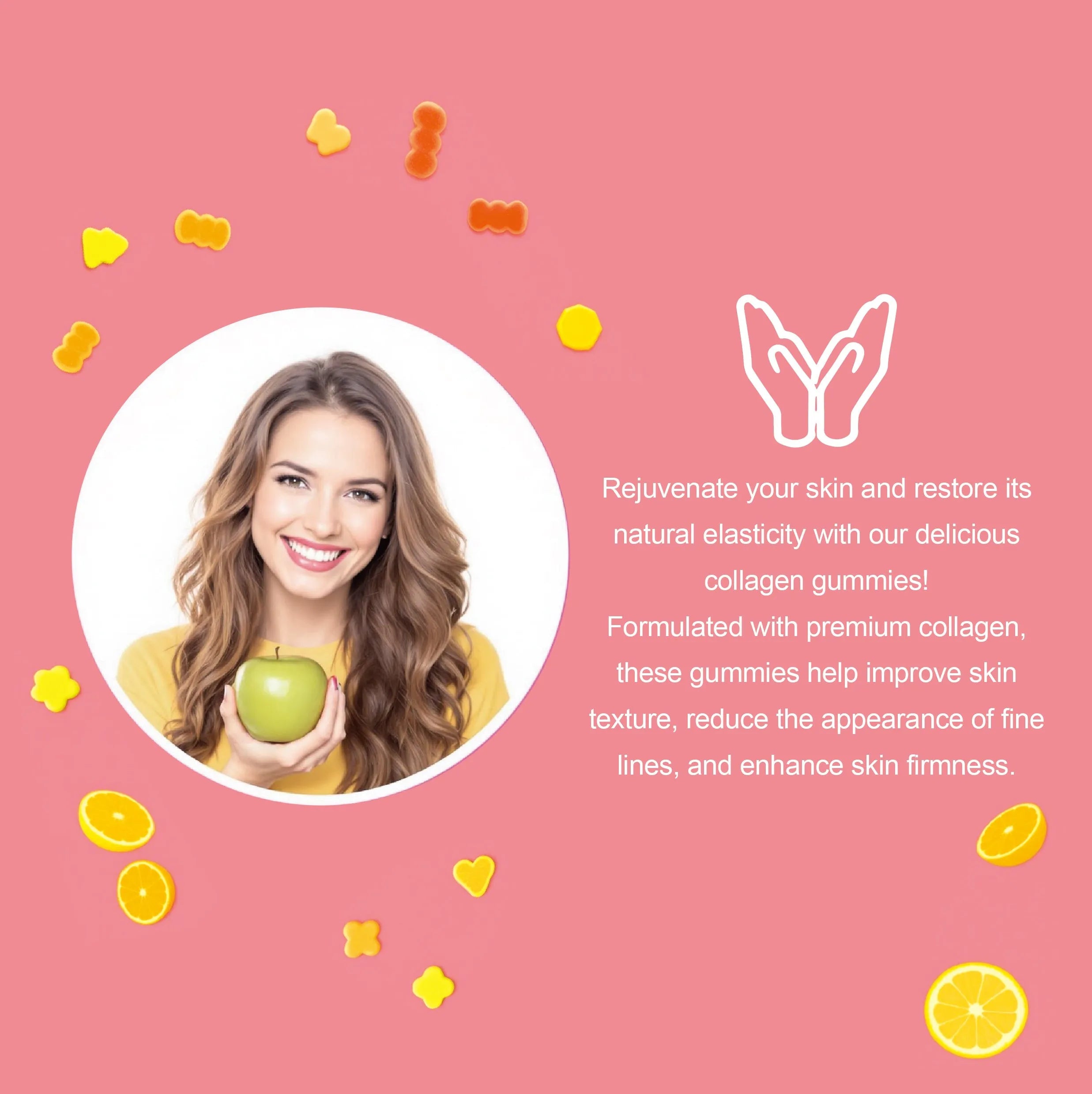 White Collagen Peptide Gummies dietary supplement for skin hair nails and joints