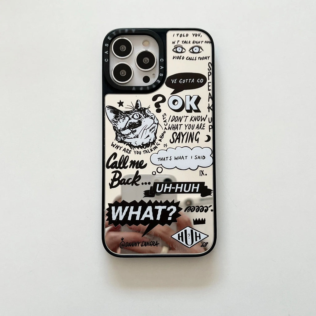 Full wrap TPU phone case with painted cat graffiti design for iPhone 15