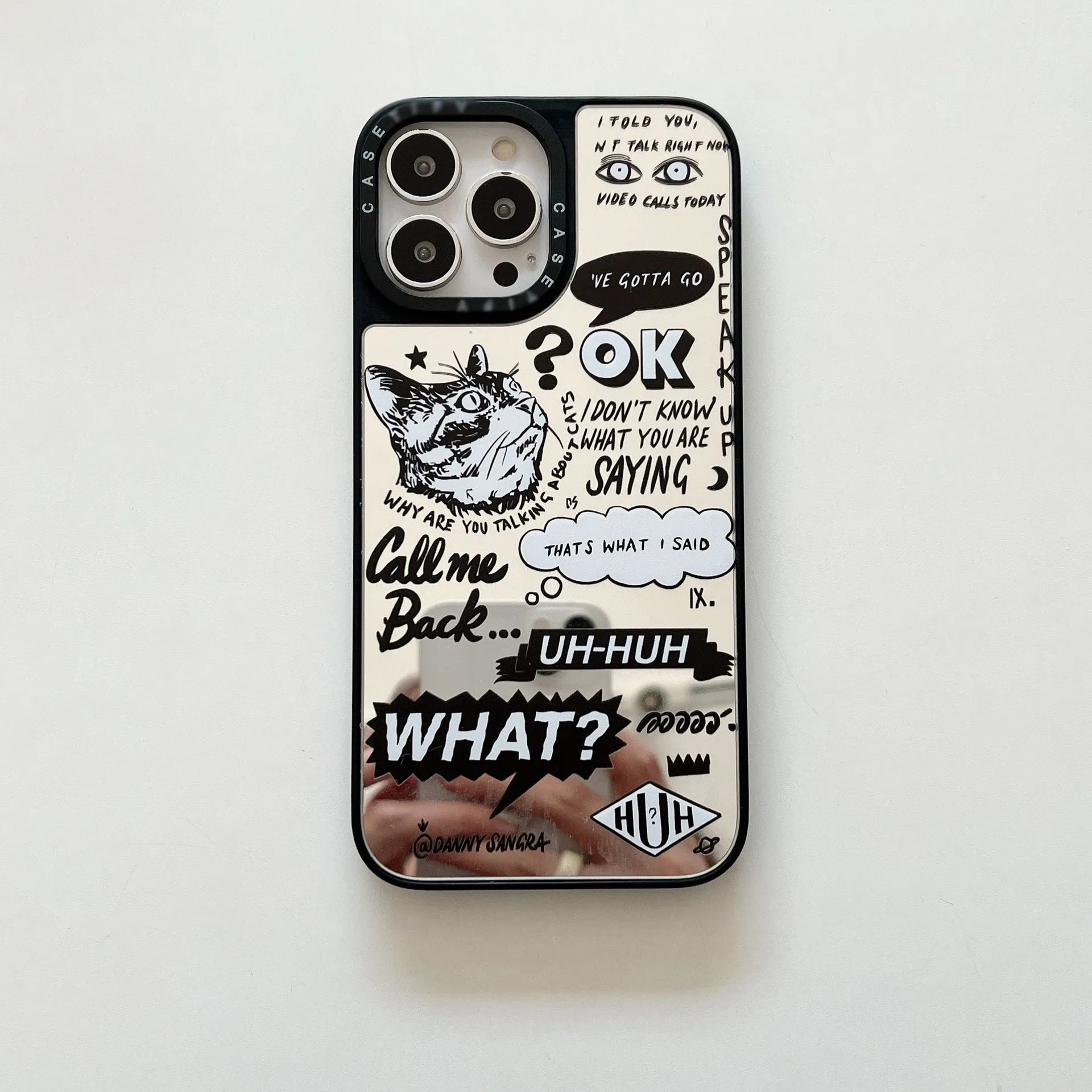 Full wrap TPU phone case with painted cat graffiti design for iPhone 15