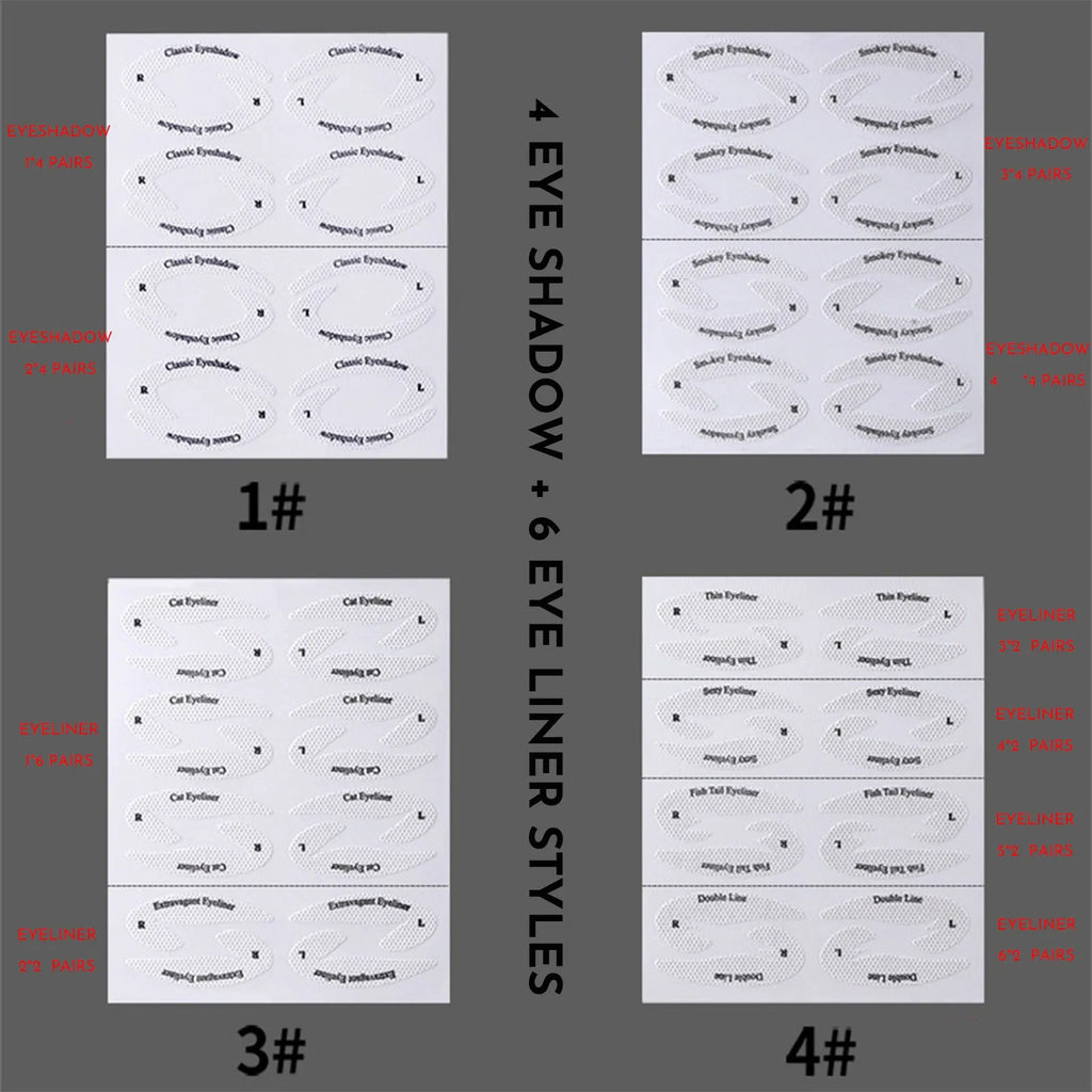 Set of 4 reusable flexible eyeliner stencil stickers for winged eyeliner and cat-eye makeup