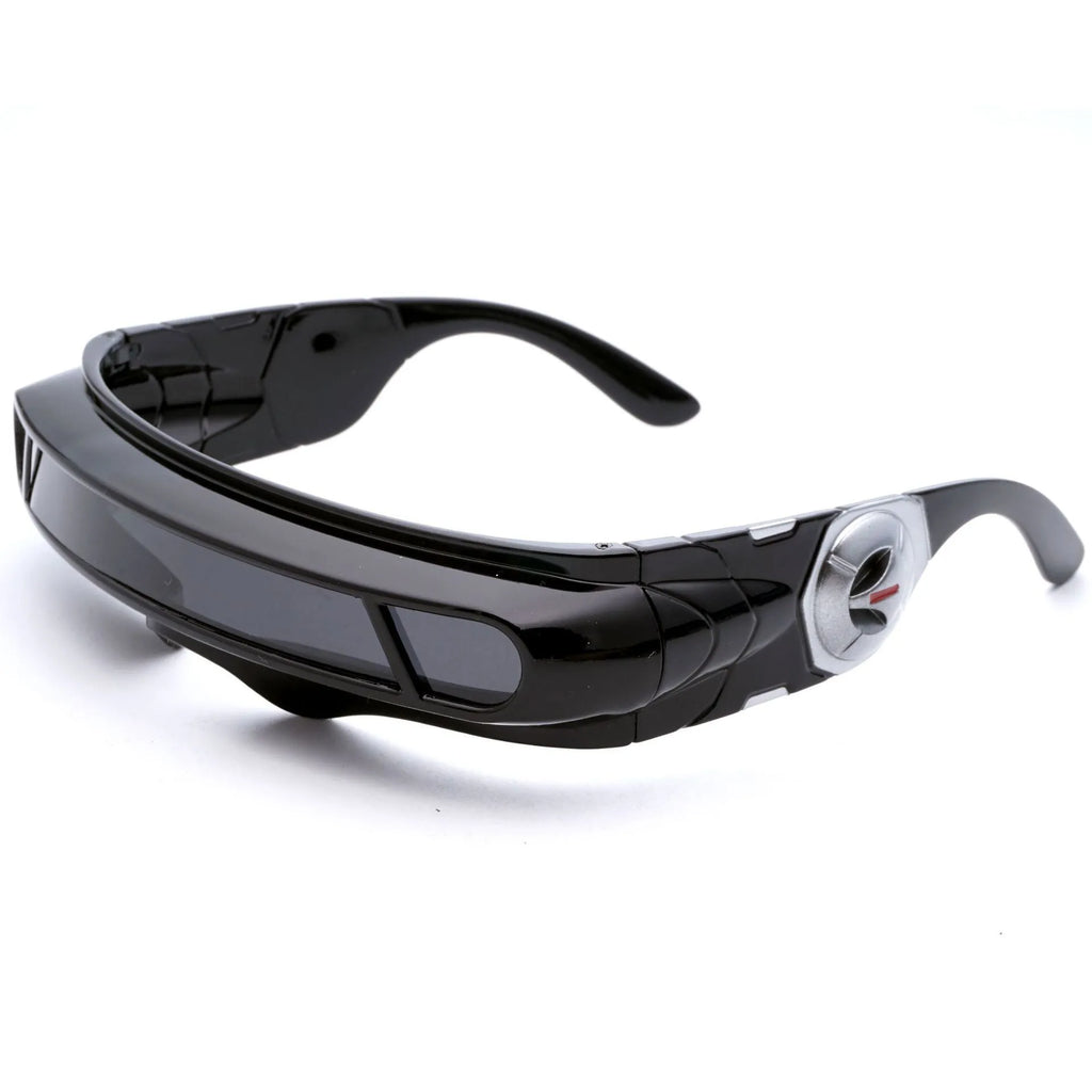 Black polarised sports sunglasses with a choice of blue, red, or grey mercury tint lenses.