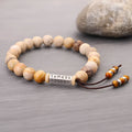Handmade wood colour stone bead bracelet with original design European American retro style