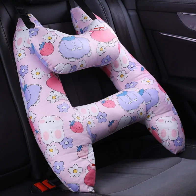 55x70cm car headrest sleeping pillow with pearl cotton filling in child-friendly patterns