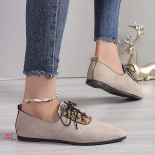 Beige leopard print pointed toe pumps for women in plus sizes 36 to 43 with artificial PU upper