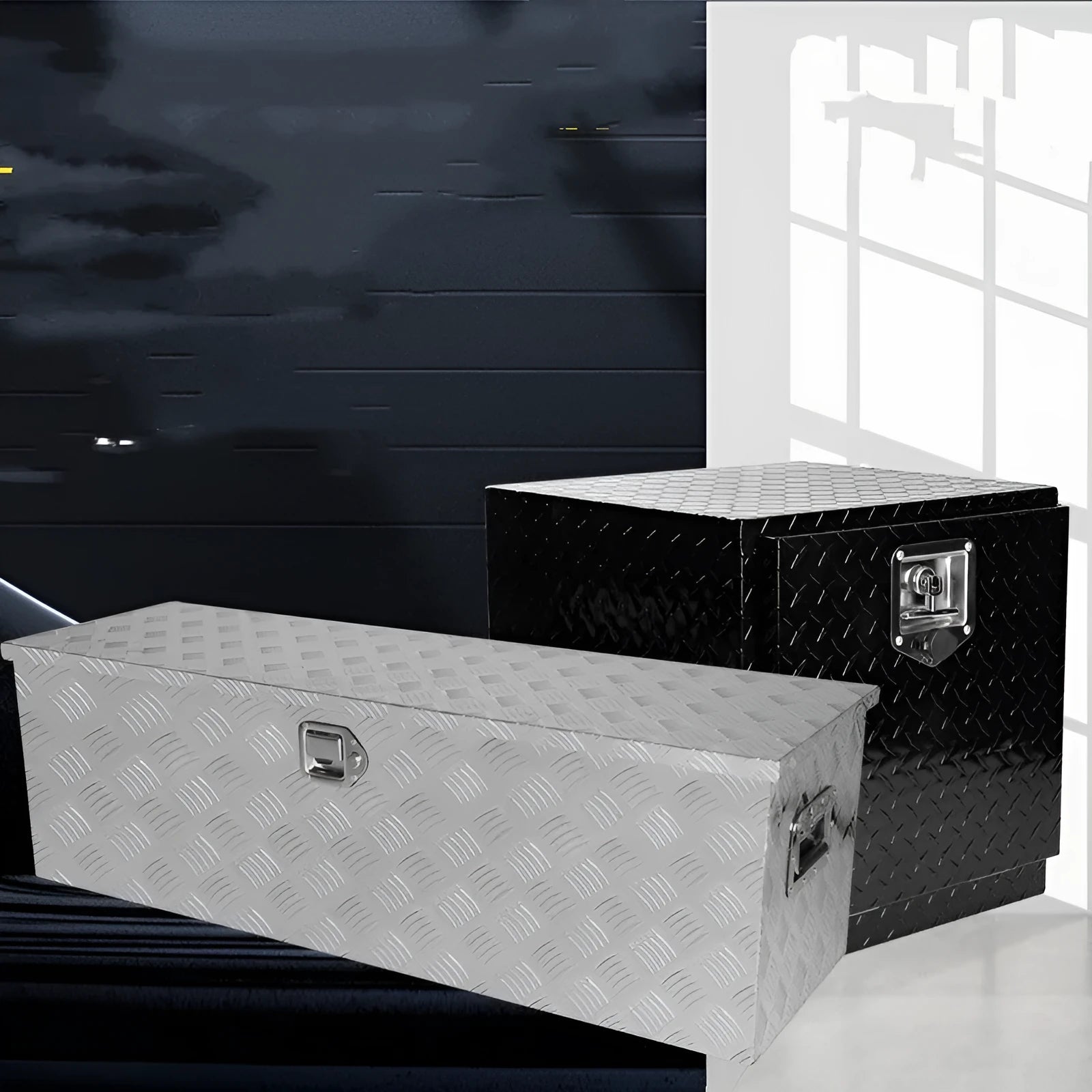 Black aluminium alloy 26-inch professional tool case with a single carry handle.