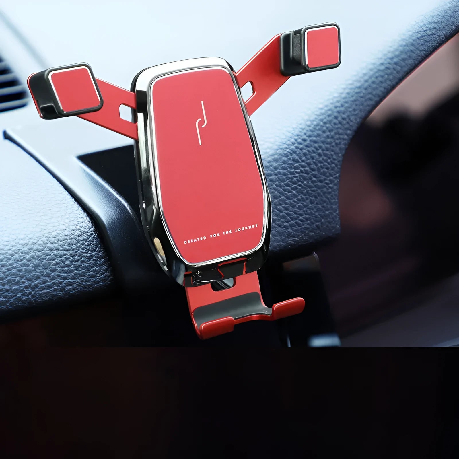 Gravity linkage car phone holder for Porsche in black alloy and carbon fibre