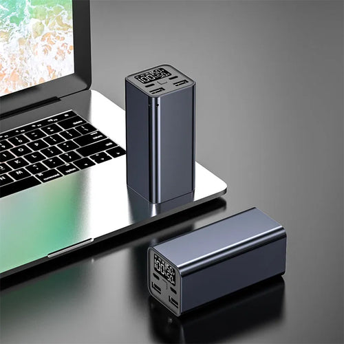 65W 20000mAh metal laptop power bank in black, blue or grey colours