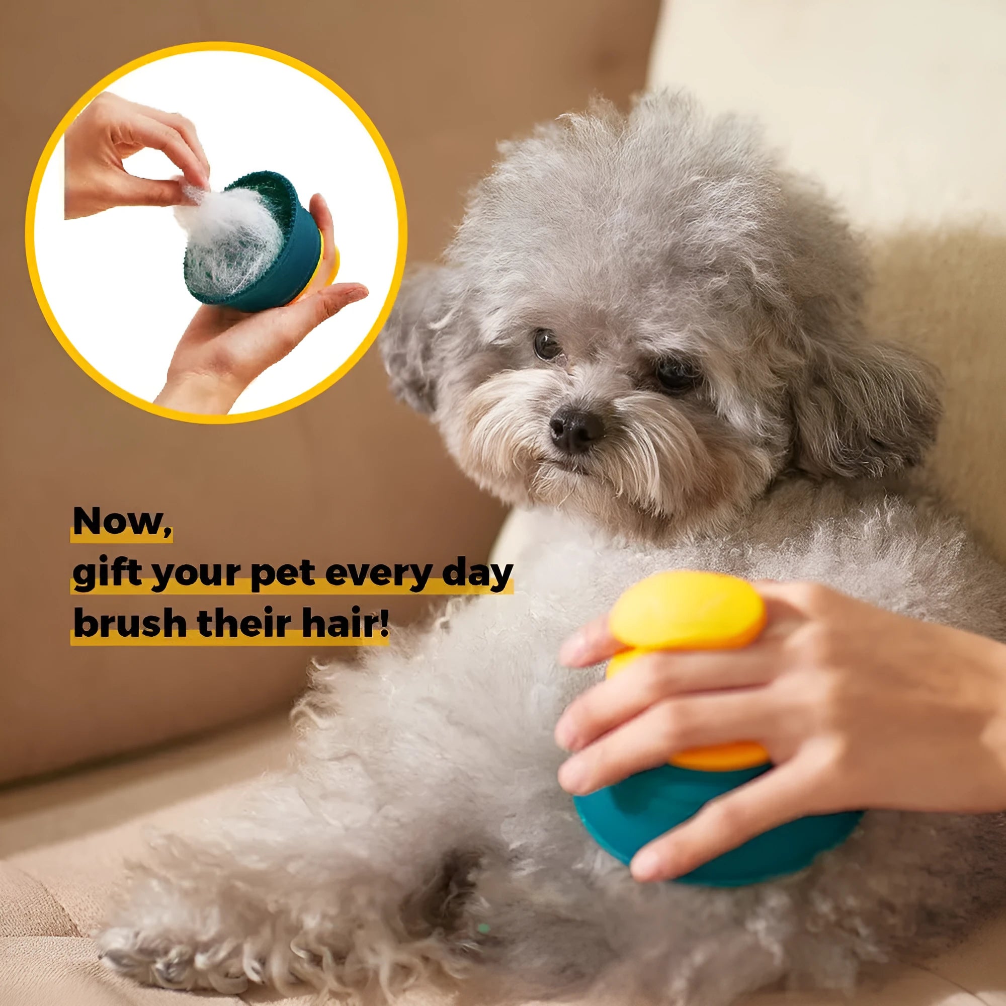 Green double-sided knotted silicone pet hair remover brush on a clean surface