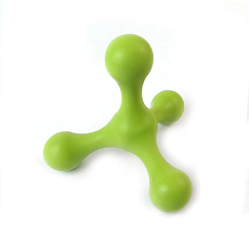 Silicone puppy chew toy with three legs in assorted colours for small and medium dogs