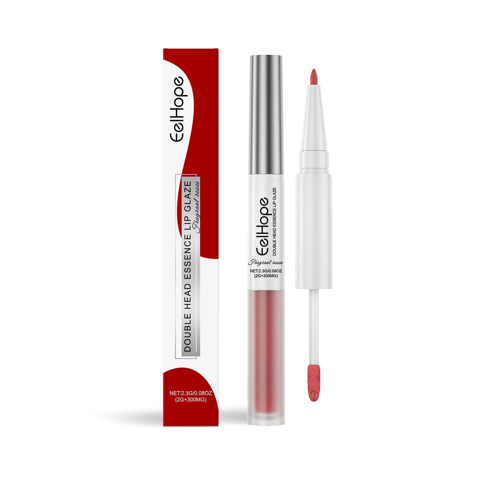 Double-headed lip liner and lip lacquer pen in a choice of three colours.
