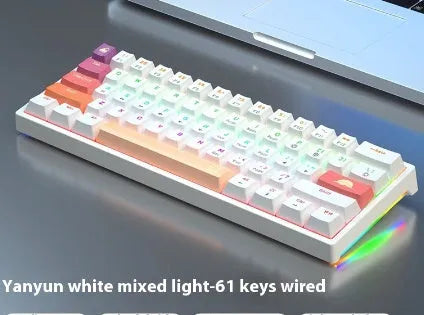 Small 61-key mechanical keyboard with wired USB connection and hot-swappable switches