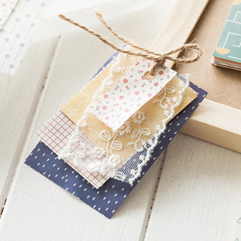 Pack of 50 retro dessert-themed collage note papers in ten colours including caramel puff and blueberry wood sauce.