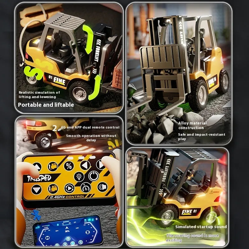 1:64 scale alloy Bluetooth remote-control forklift model with mobile app control