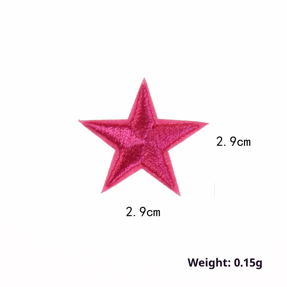 Colourful five-pointed star cloth embroidery labels for DIY clothing decoration.