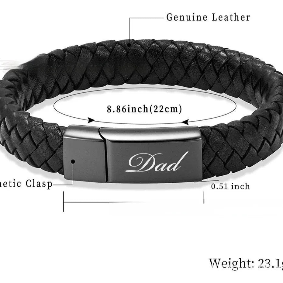Black woven stainless steel cinerary bracelet with personalised text in gift box