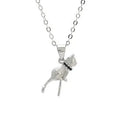 925 sterling silver cat pendant necklace on a chain, elegant style, shown in two colour finishes.