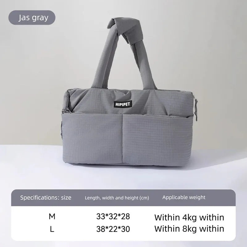 Dog car seat pet carrier with adjustable safety leash, soft cushion, beige design, for small dogs up to 10 pounds