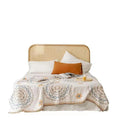 Cotton geometric patterned towel blanket laid flat, showing modern design and available size options.
