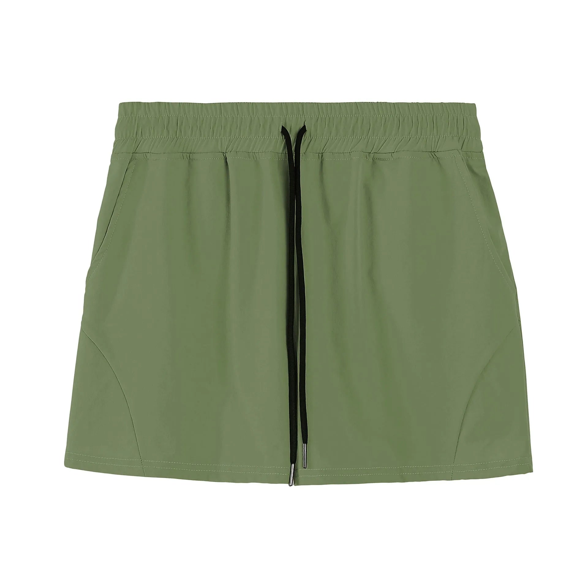 Men's thin polyester basketball shorts in apricot colour with elastic waistband.