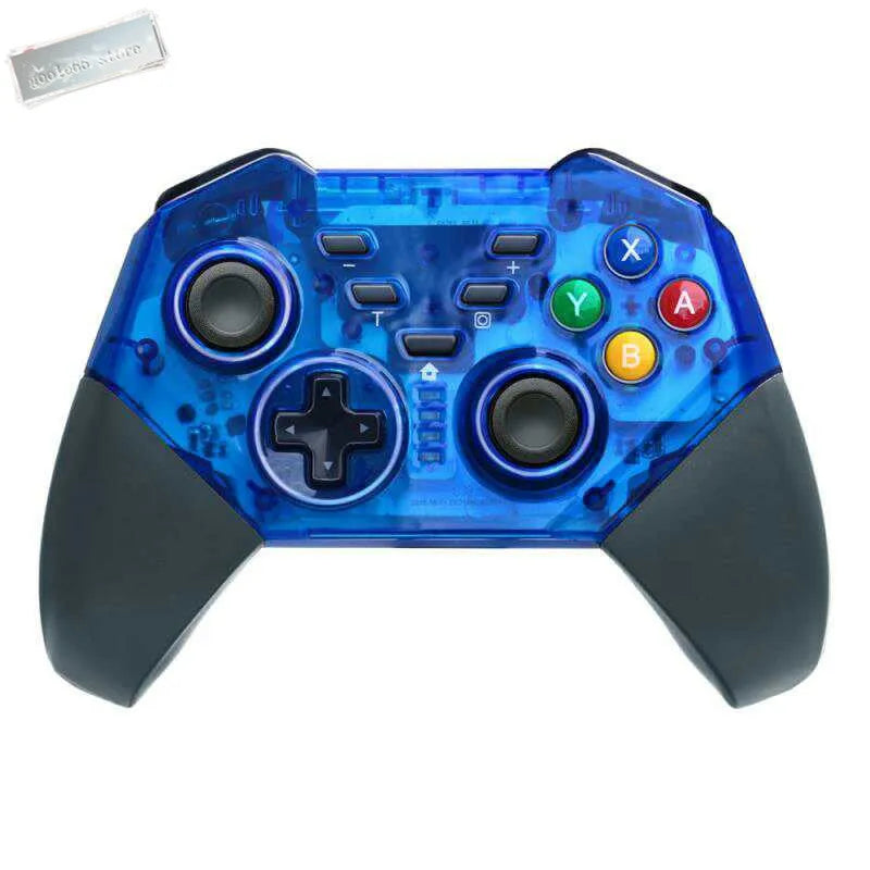 Black wireless Nintendo Switch game controller with analogue sticks and face buttons.