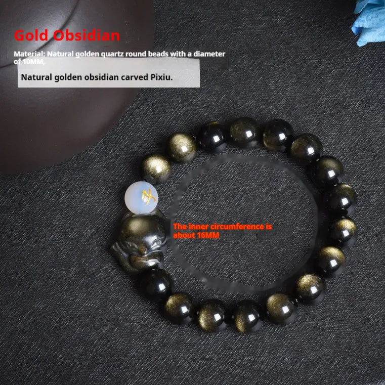 Natural obsidian bracelet with 10mm beads in three national style variations