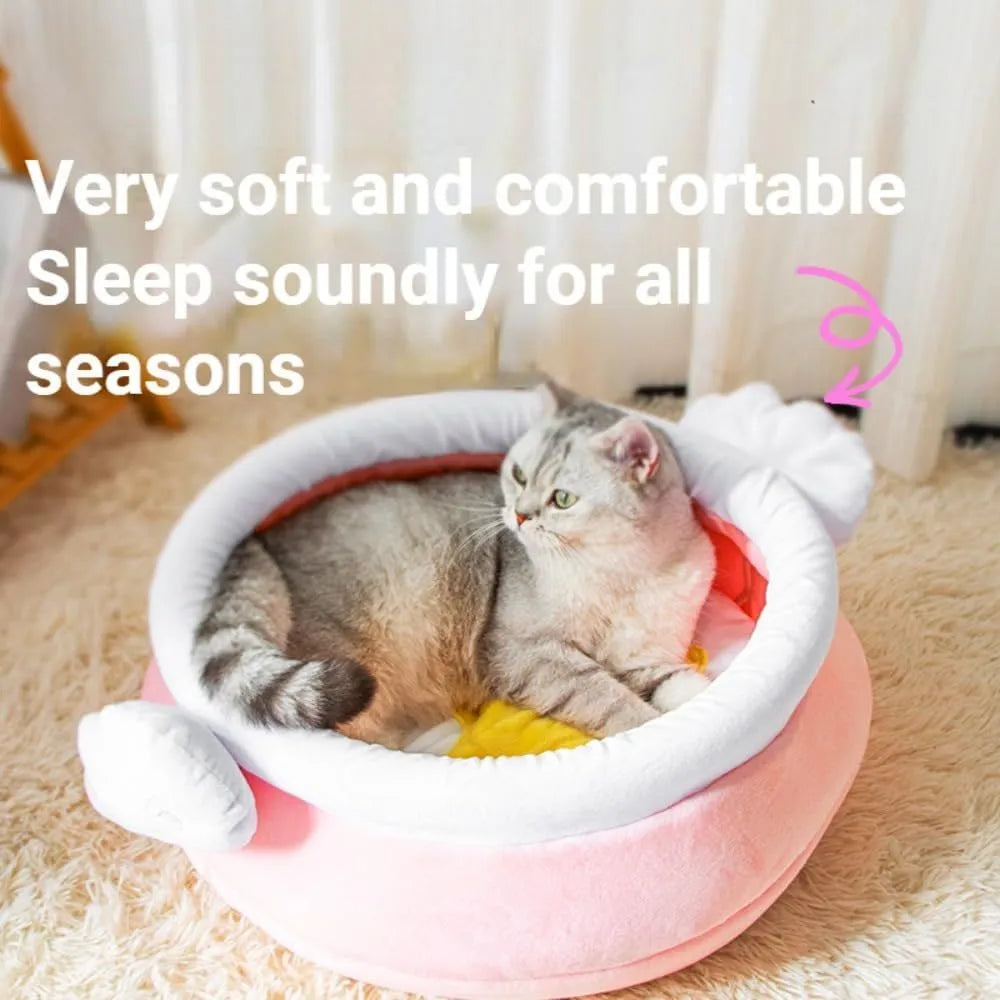 Pink magic honey pot shaped cat sofa bed with a removable cushion for small pets