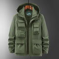 Japanese style outdoor shell jacket overalls jacket in black with size patch pocket and nylon blend fabric