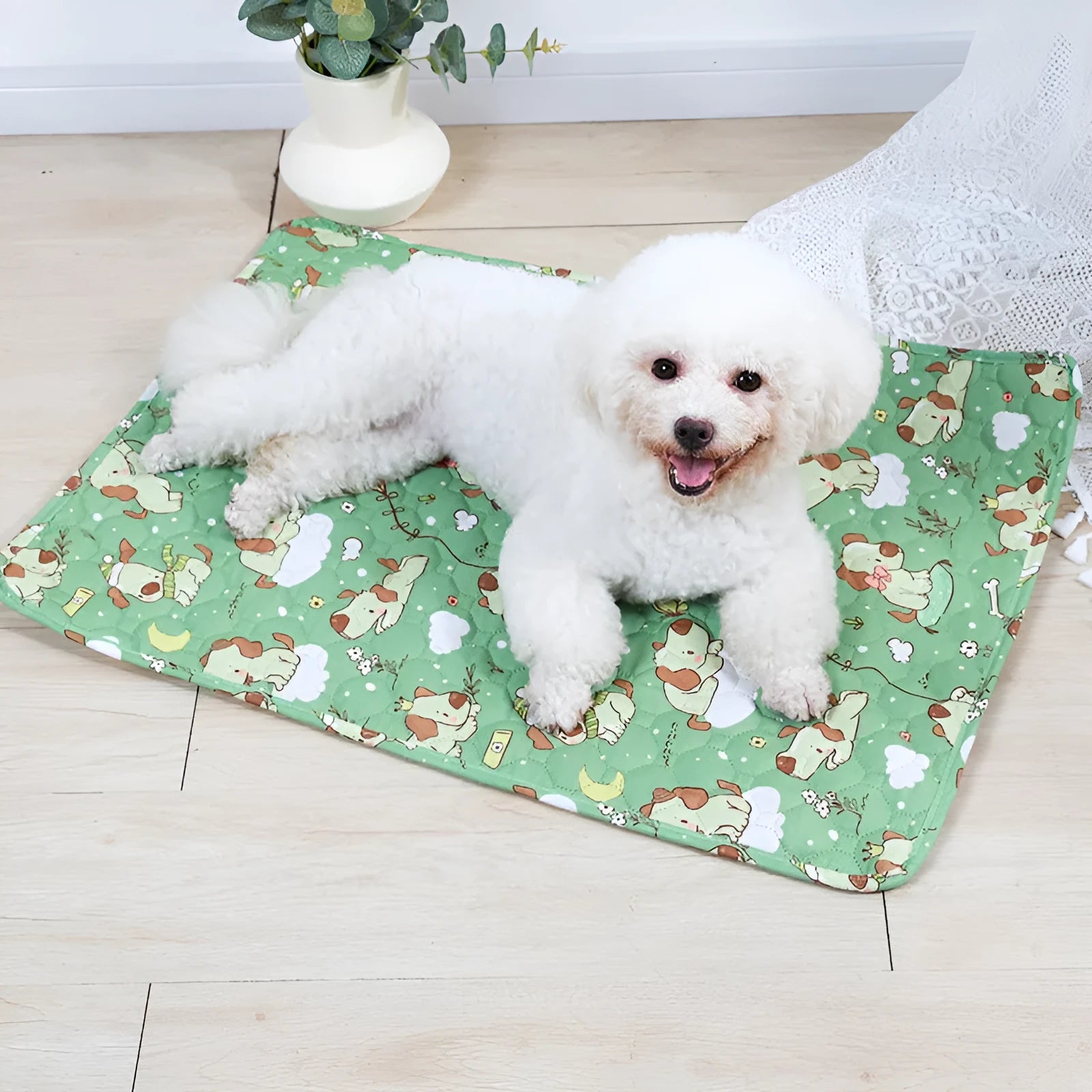 Reusable washable pet urine pad with colourful waterproof gasket patterns and non-slip backing