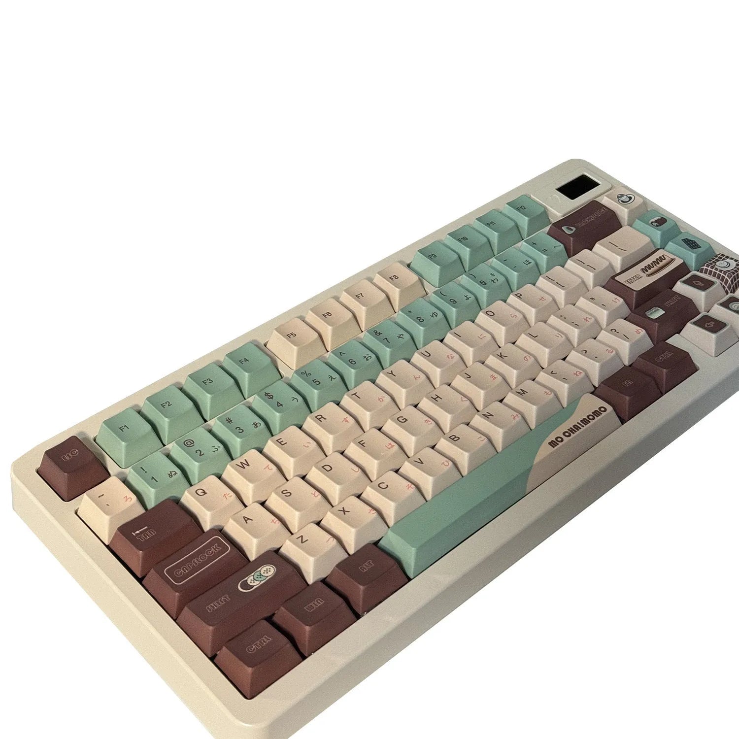 Matcha green ergonomic keycap set with key puller tool for mechanical keyboards