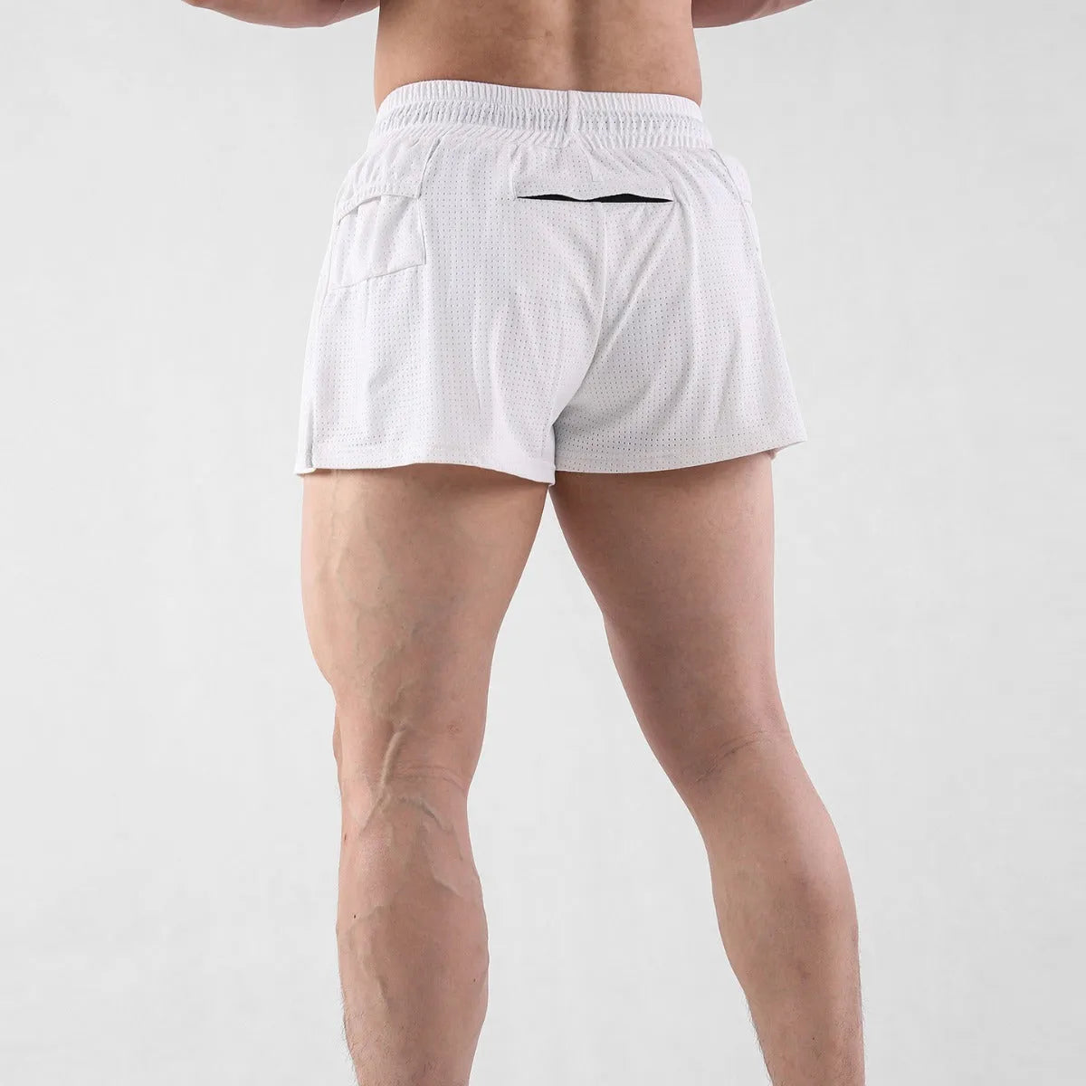 Men's black nylon summer shorts with mid waist design and quick-drying properties