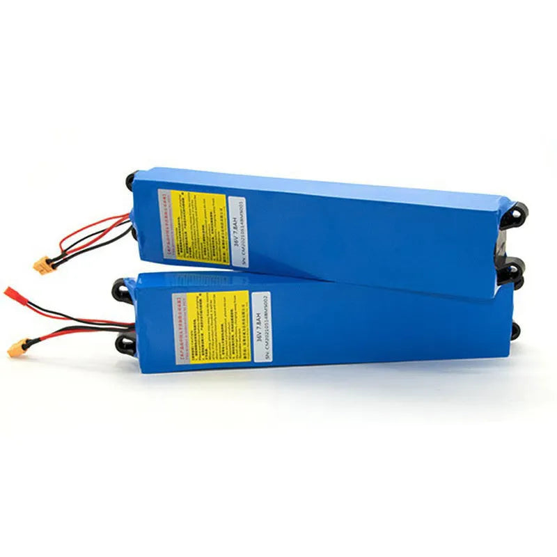 36 volt lithium battery pack for electric scooters showing 6.6Ah, 7.8Ah, and 10.4Ah capacity options