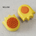 Blue pet bath brush massage comb with integrated shampoo box for washing cats and dogs.