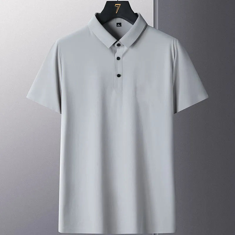 Men's non-ironing solid colour short sleeve business casual shirt in nylon fabric