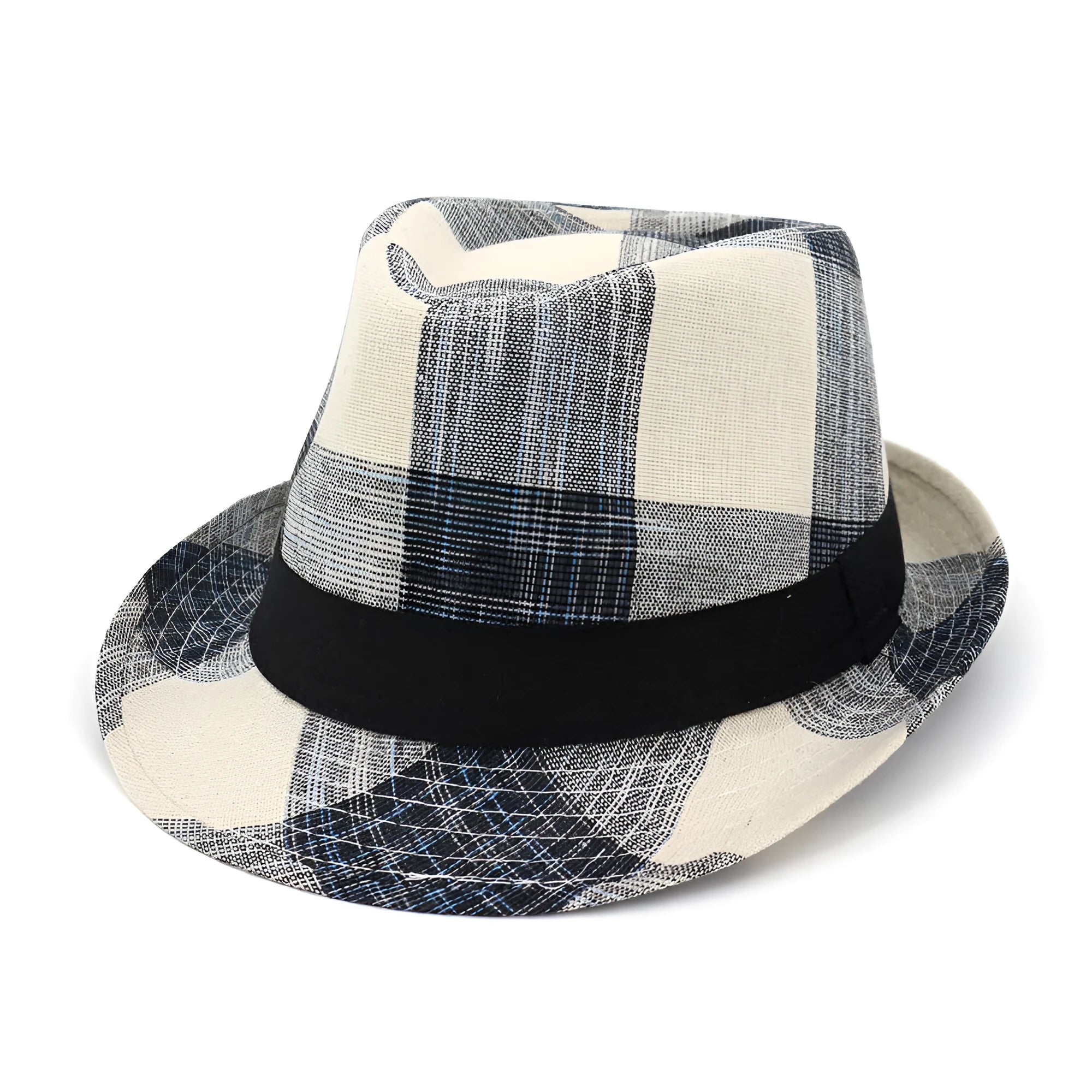 Polyester sun hat with bell-shaped crown in black colour, showing 4.5cm brim and casual style