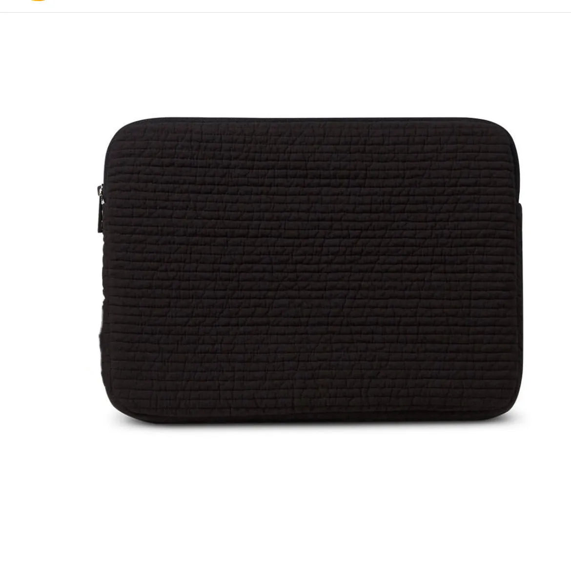 Black and white cotton cloth anti-seismic laptop bag in clutch style for 11-inch to 15.6-inch devices.