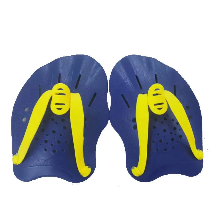 Swimming training paddles with webbed design for freestyle stroke technique in multiple colours