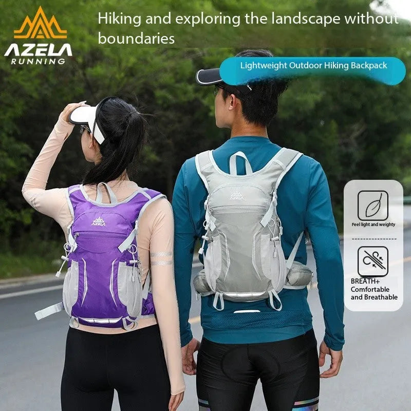 AZELA lightweight hydration backpack with breathable mesh and multiple compartments in black for outdoor sports