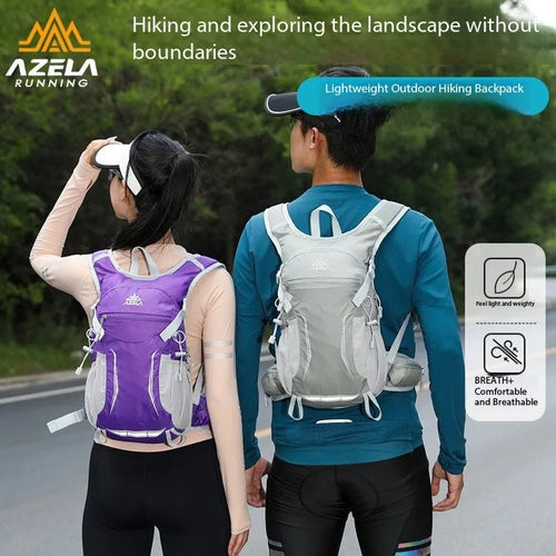 AZELA lightweight hydration backpack with breathable mesh and multiple compartments in black for outdoor sports