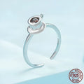 S925 sterling silver coffee cup open ring with adjustable opening on white background