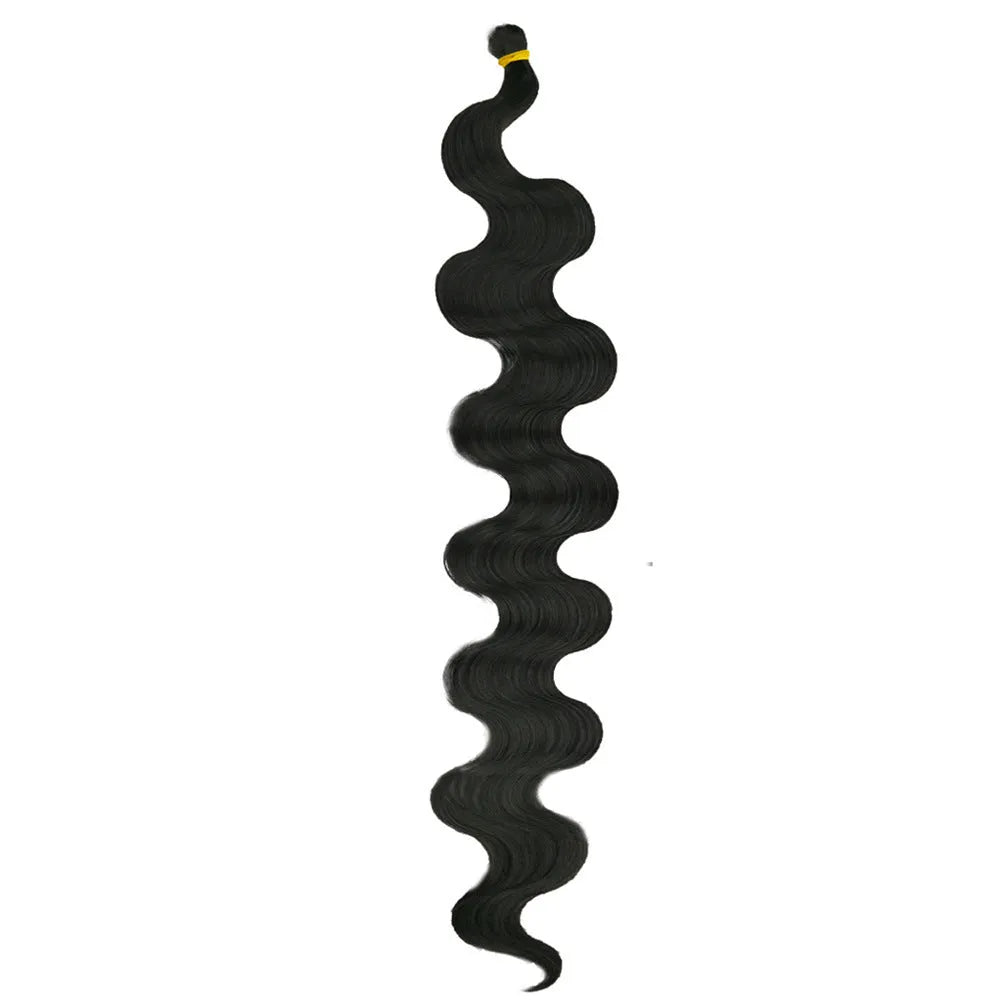 Wine red braided hair extension wig with big wave pattern, 24 inches long
